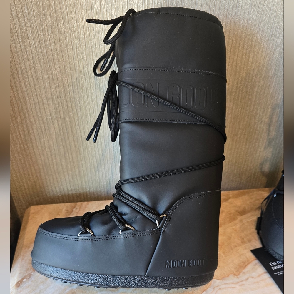 Moon Boot Icon Rubber Boots Moon Boots Black Snow Boot Moon Boot Tall Icon Boots - Picture 13 of 16